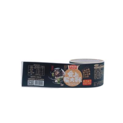 China High Quality Customized Waterproof Gloss Printed Waterproof Label For Black Packaging Snacks for sale