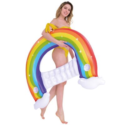 China Inflatable Sofa Water Mat Rainbow Floating Floating Game Or Lounging Pads Rainbow Floating Island for sale