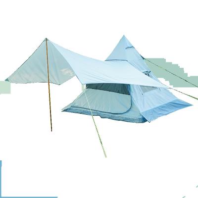 China Diagonal tie type outdoor camping pyramid tent with awning camping curtain folding waterproof camping tent for sale