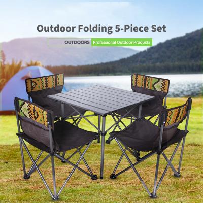 China Modern high quality outdoor camping folding table and chair leisure beach portable table and chair set of five pieces for sale