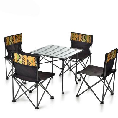 China Modern outdoor folding table camping aluminum alloy furniture and chair combination leisure portable beach five-piece set for sale