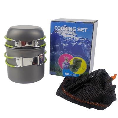 China Imported Advanced Hard Aluminum Oxide Thickness: 0.7MM Cookware Set For Outdoor Backpacking And Camping Cookware Set Camping Picnic BBQ Cookware Folding Portable Pot for sale