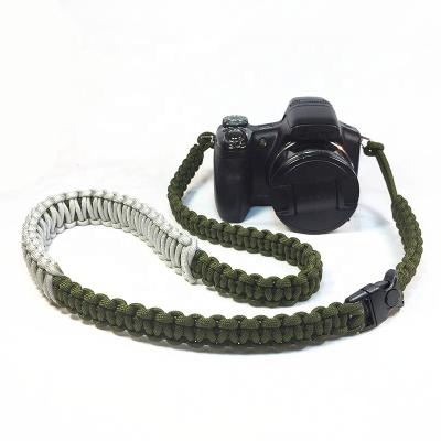 China Olive Green Handmade Medium Rise and Camping Style Thickened Paracord 550 Wideband Camera Shoulder Strap with Plastic Buckle for sale