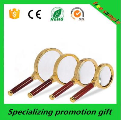 China Custom Wooden Handle 2x / 5x Magnifying Glass For Promotional Gift for sale