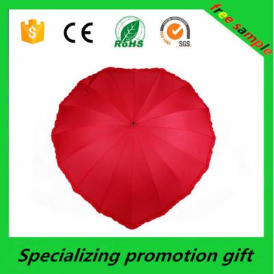 China 25 Inch 16 Ribs Manual Open Custom Printed Umbrellas Heart Shaped Umbrella for sale