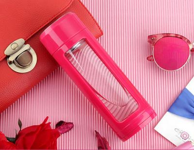 China Durable Double Wall Advertising Cups Silicon / Glass Water Bottle for sale