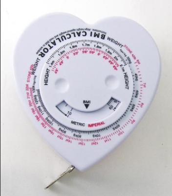 China ABS BMI Body Fat Calculator Retractable Tape Measure Love Heart Shape for sale