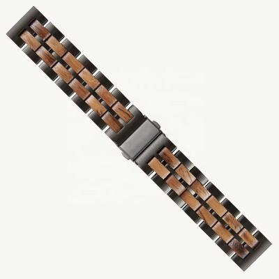 China Stainless Steel Watch strap for custom watch wooden with stainless steel fashion strap wood watch band for sale