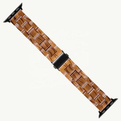 China Not Specified Handmade wooden watch strap for Apple smart watch natural wood with stainless steel custom factory for sale