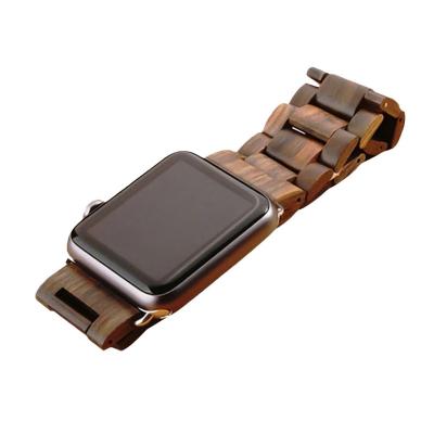 China Non-specific smart watch strap for Apple watch band natural wood black sandalwood custom logo high quality for sale