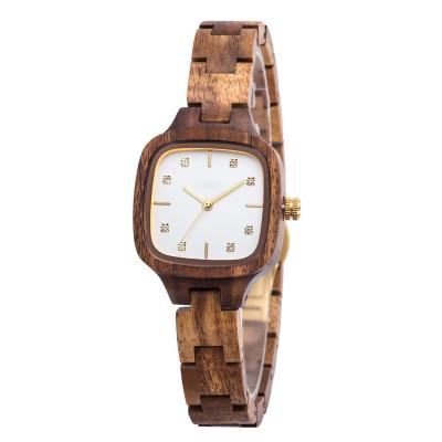 China Diamond Dial Natural Women Bamboo Square Quartz Wood Watch Maple Lady Wrist Watch Non-Specific Wood Lady Wrist Watch for sale