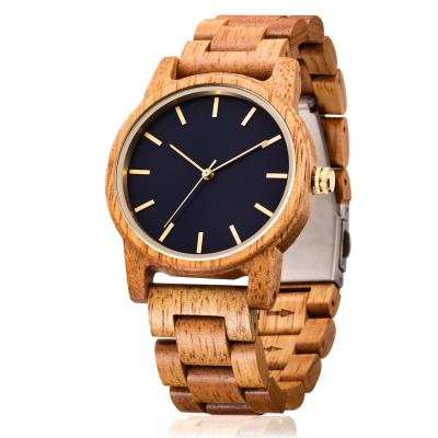 China Non-specific minimalist watch men wristwatch with custom logo wood case and band women fashion quartz wood watch for sale