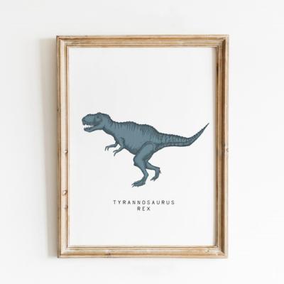 China Modern Wall Art Print Dino Nursery Decoration Dinosaur Set Poster Canvas Wall Art Classroom Decor Kids Room of 6 Print for sale