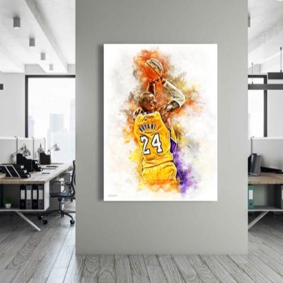 China Abstract Art Bedroom Sport Picture Bryant Water Color Poster Oil Painting Canvas Basketball Wall Fan For Home Decor for sale