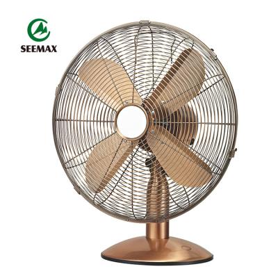 China Wholesale Custom Four-blade Tilt Adjustment Head Three Speeds Around Retro Base Fan Table Fan Home Sale for sale