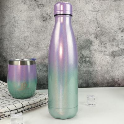 China Sustainable Two Color Stainless Steel Air Vacuum Insulated Sports Water Bottle Custom for sale