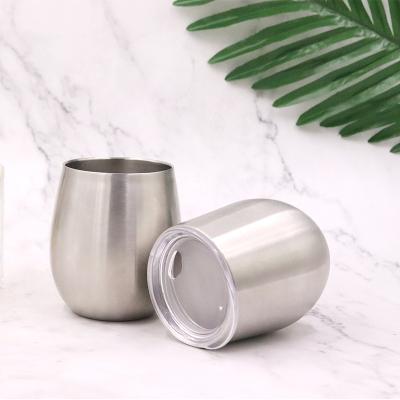 China Vivid 12oz Vacuum Egg Shaped Beer Mug Insulated Wine Tumbler Stainless Steel Coffee Mug for sale