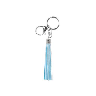 China EN13356 Reflective Plastic Key Ring Tassel PVC Pendant In Blue Reflective Key Chain for sale