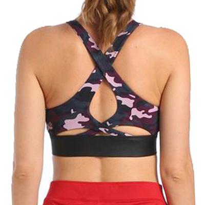 China Hot Selling Camouflage 3XL Breathable Plus Size Cross Back Sports Bra With High Print Zipper Yoga Tops With Built In Bra for sale