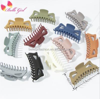 China Hair Accessories BELLEGIRL 2022 New Style Bulk Color Hair Claw Personalized Extra Large Plastic 14cm Frosted Hair Claw Clip for sale