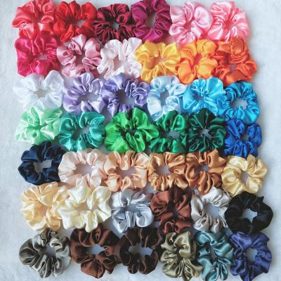 China Wholesale BELLEGIRL Hair Accessories Women Solid Color Hair Scrunchies Fabric Elastic Band Hair Ties Satin Custom Scrunchies For Girl for sale