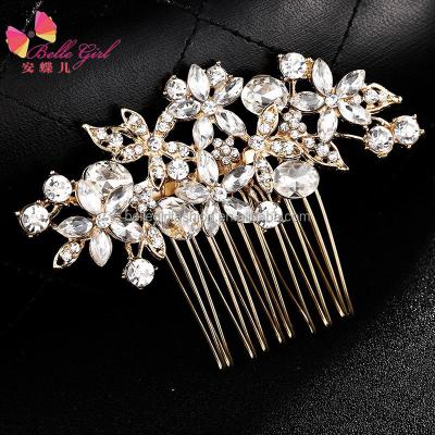 China BELLEGIRL Fashionable Elegant Europe and American Style Hair Comb Gold Bridal Flower Wholesale Hot Selling Elegant Hair Comb for Wedding Party for sale