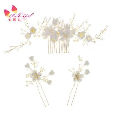 China BELLEGIRL 2021 New Retro Hot Selling Cotta Flower Hair Comb Hanfu Hair Accessories Bride Hairpins U-shaped Hairpins Elegant Trendy Fashion for sale