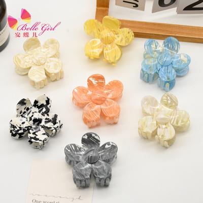 China New Arrival Small Hair Claw Clips Factory Acetate 7.5cm New Arrival Tiny Spring Hair Accessories BELLEGIRL Colorful Cow Color Flower Hair Claw Claw Clips for sale