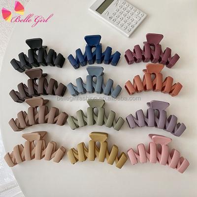 China Hair Accessories/Newest Design Wholesale BELLEGIRL 2021 Solid Color Multi Wave Hair Ponytail Hair Claw Hold Up Stylish Hot Selling Large Matte Plastic Hair Claw Clips for sale