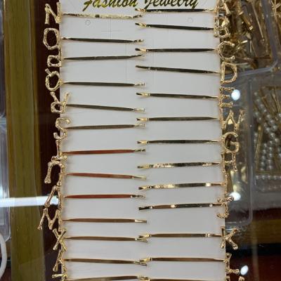 China Custom Hair Clips Gold Temperament Letter Alphabet Word Matte Hair Pins For Girls for sale