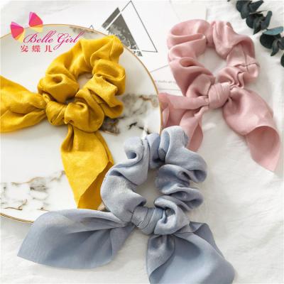 China Korean custom style hair accessories BELLEGIRL hair accessories INS label card simple wrap hair scrunchies rabbit ear rabbit ear knot tassel for sale