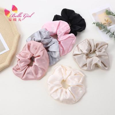 China 2022 New arrival hair scrunchies BELLEGIRL single wide edge 100% silk hair accessories 19mm silk wrapping hair band for sale