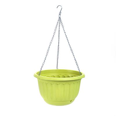 China Eco - Friendly Big Round Plastic Hanging Flower Planter Pot With Chain for sale