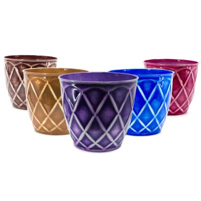 China Eco-friendly Indoor Outdoor Enamel Ceramic Flower Planter Plant Decorative Plastic Pots for sale