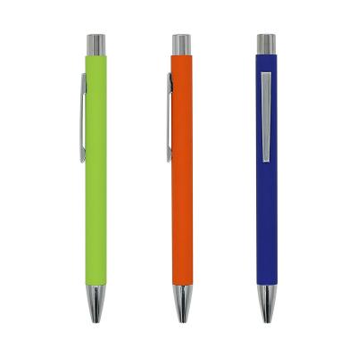 China Click Pen Colored Ballpoint Pen Metal Promotional Soft Rubber Ball Pen With Custom Logo For Business for sale