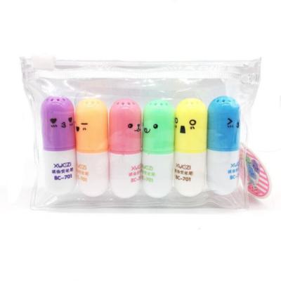 China office & School Markers Wholesale Cute Mini Pill Shaped Marker Pen Permanent Markers Highlighter Pen For Kids for sale