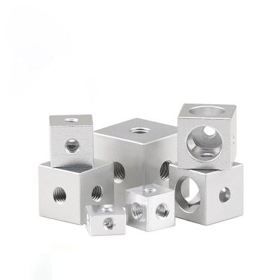 China Silver ALLOY Bracket Aclidinium Cube Corner Nuts For With Screws 6mm 3mm Slot Fasteners CNC Parts for sale