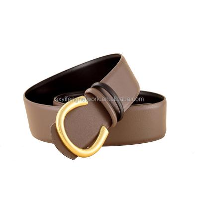 China Hot Sale Trendy Fashion Western Letter C Belt Korean Style Leather Belt Buckle Genuine Decorative Belt for sale