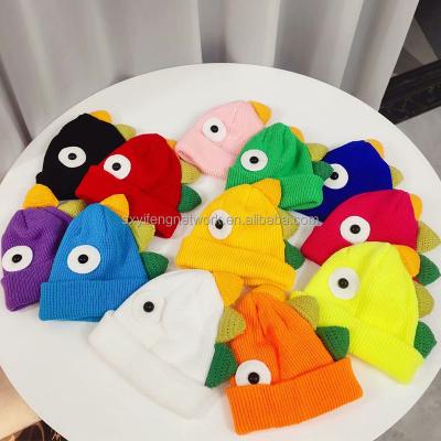 China COMMON 2022 new cute dinosaur knitted wool children's hat is suitable for 2-7 years old cute baby fetal hats for sale