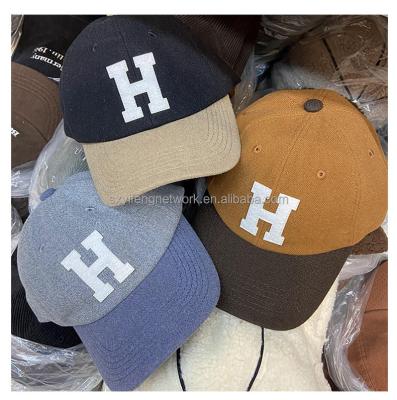 China JOINT Hot Selling Letter H Pattern Men's Hats Color Matching Winter Sports Baseball Cap Trucker Warm Hat for sale