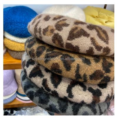 China COMMON Adult Adjustable Custom Women Knitted Cotton Leopard Wholesale Winter Wool Warm Beret for sale