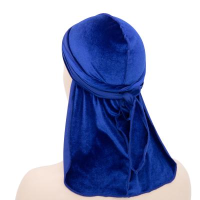 China Multifunctional High Quality 100cm Velvet Durag Long Tail Pirate Hat Stretch Headwraps For Women And Men for sale