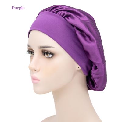 China New design custom color satin sequin bonnet and checkered wide brim simple hair sleep hat for sale