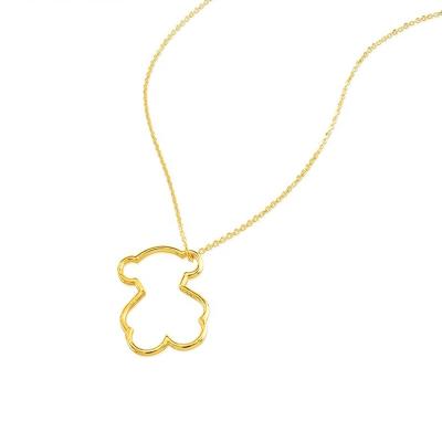 China Cute Pendant Necklaces Fashion Silver Gold Hollow Bear Simple Chain Necklace Set For Girs for sale