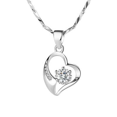 China CLASSIC Fashion 925 Sterling Silver Plate Heart Jewelry Women Love Pendant For Girls for sale