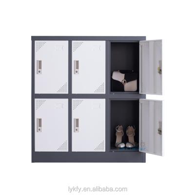 China Modern School Use Gym Furniture Office 6 Door Steel Closet Steel Wardrobe Bottom Kefeiya Locker for sale