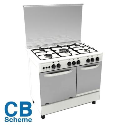 China Self Ignition + Rotisserie + Oven Lamp High Row Low Price White Body Gas Cooker With Oven With Double Ovens for sale