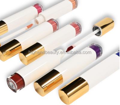 China Waterproof Customize Logo 24 Colors Gold Tube Waterproof Makeup Lipstick Velvet Liquid Lip Gloss Non Stick Cup for sale