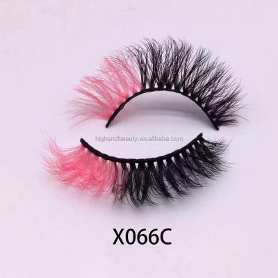 China Feather Mink Eyelashes Long Curly Colored Fake Lashes Color Halloween Eyelashes for sale