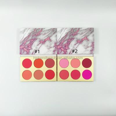 China Best Quality Makeup Blusher 6 Color Cheek Peach Blusher Palette Waterproof Private Label Blush Powder for sale